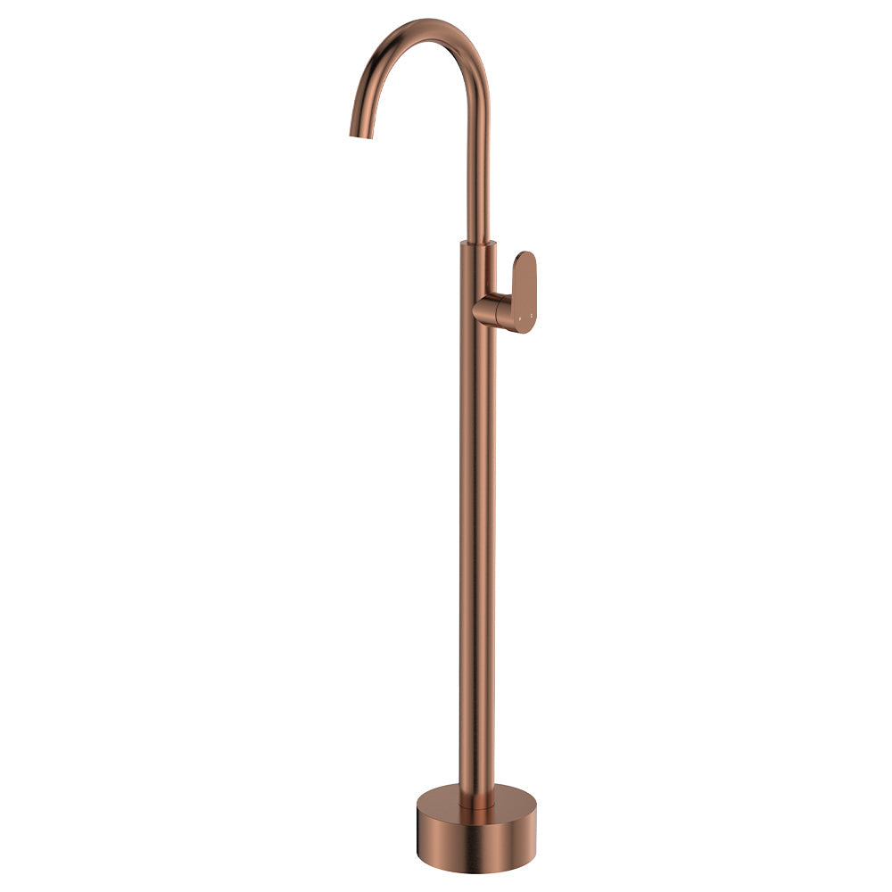 Empire Slim Floor Mounted Basin/Bath Mixer - Brushed Copper