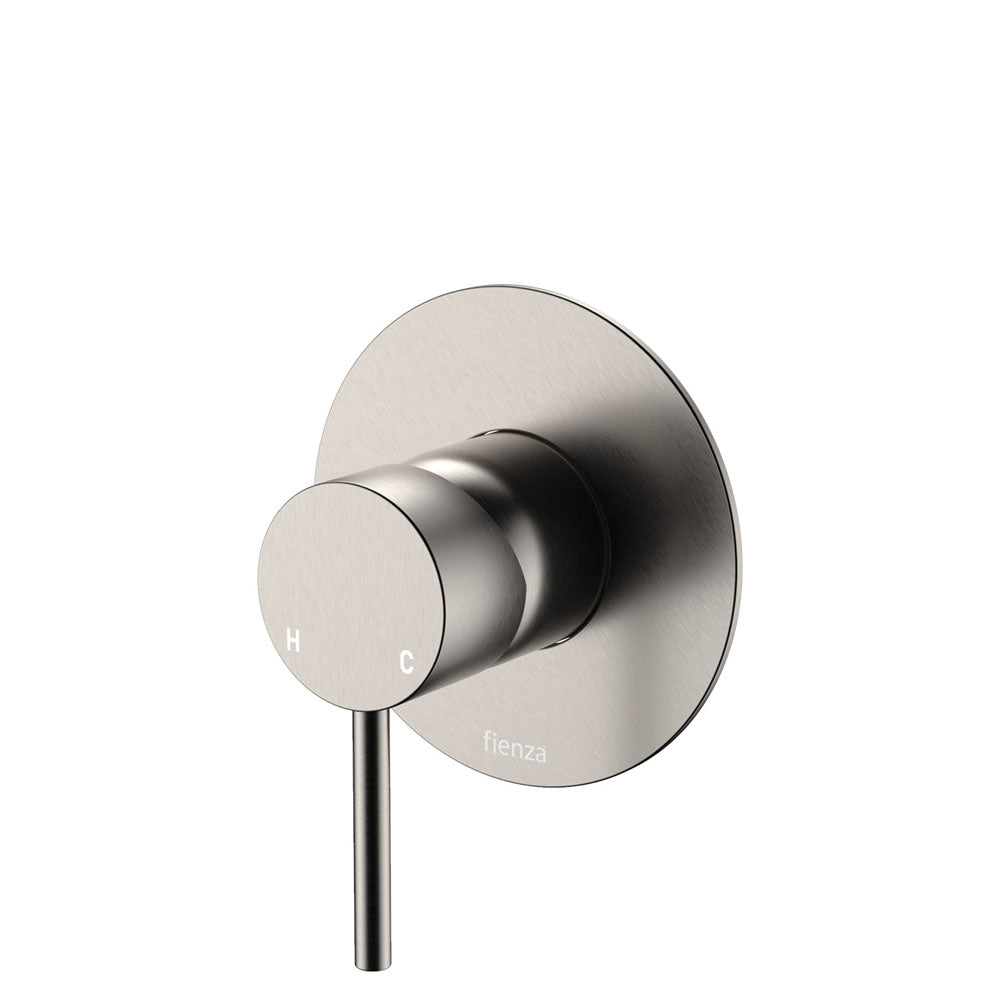 Fienza Kaya Wall Mixer, Large Round Plate - Brushed Nickel