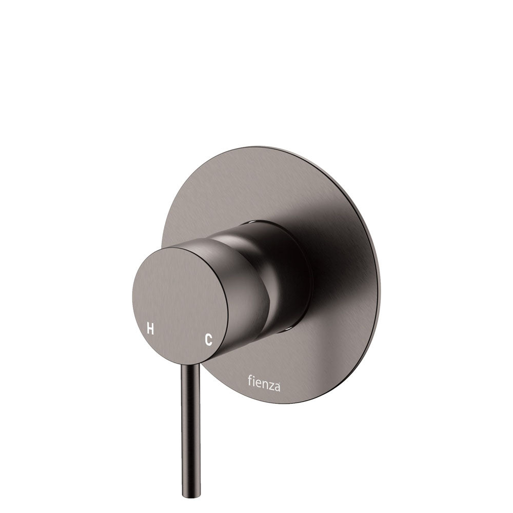 Fienza Kaya Wall Mixer, Large Round Plate - Gun Metal