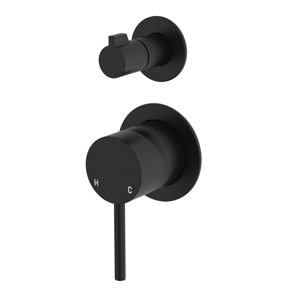 Kaya Wall Diverter Mixer, Small Round Plates - Matte Black