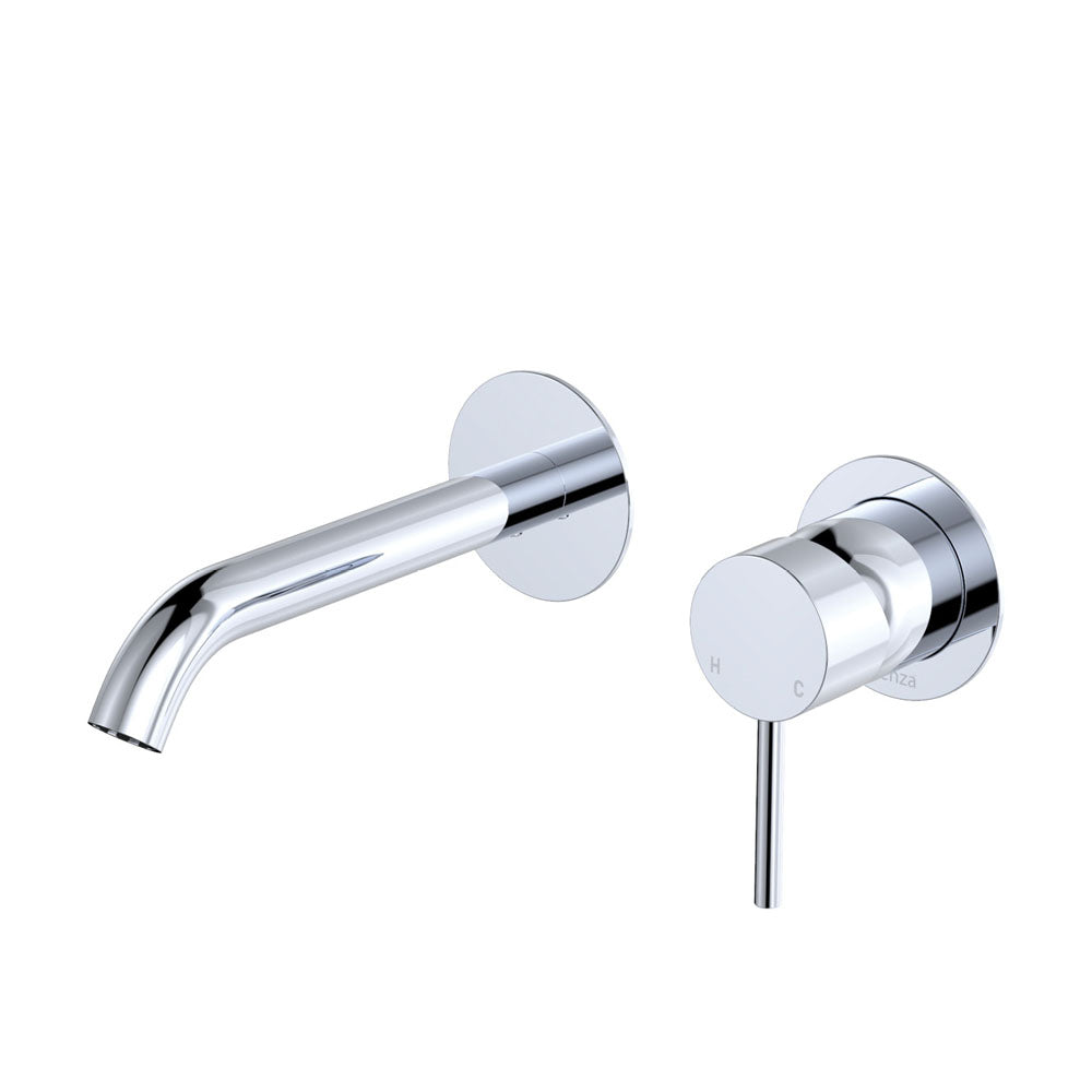 Kaya Basin/Bath Wall Mixer Set, Round Plates, 160mm Outlet - Chrome