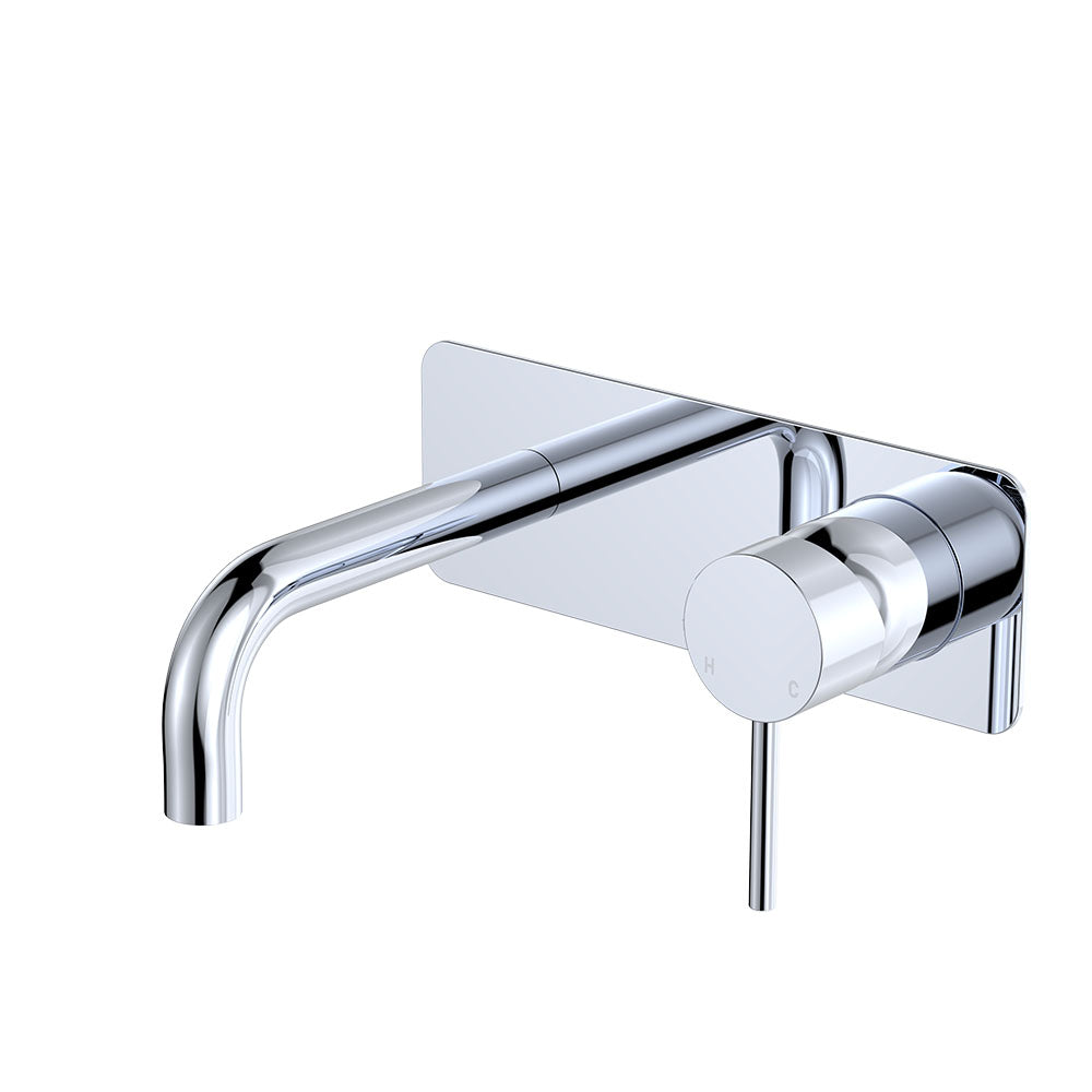 Kaya Basin/Bath Wall Mixer Set, Rectangular Plates, 130mm Outlet - Brushed Copper