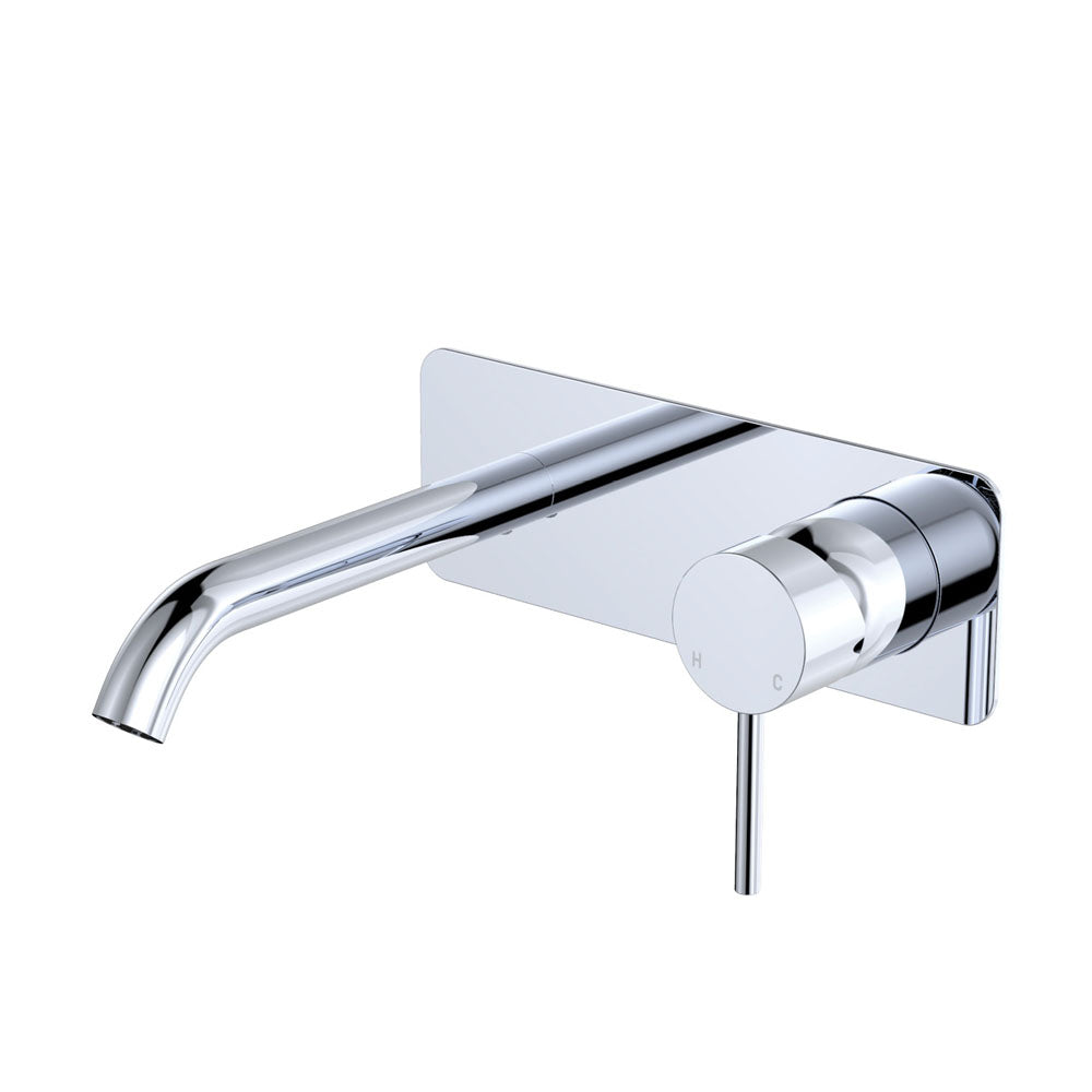 Kaya Basin/Bath Wall Mixer Set, Rectangular Plate, 160mm Outlet - Brushed Copper