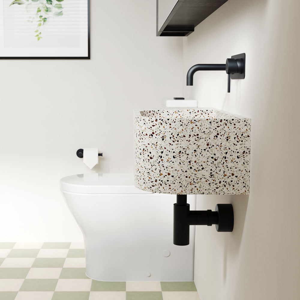 Kaya Basin/Bath Wall Mixer Set, Rectangular Plates, 130mm Outlet
