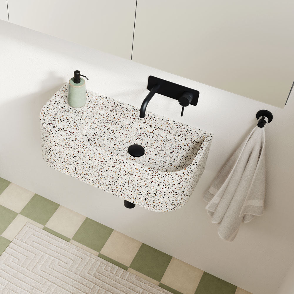 Kaya Basin/Bath Wall Mixer Set, Rectangular Plates, 130mm Outlet