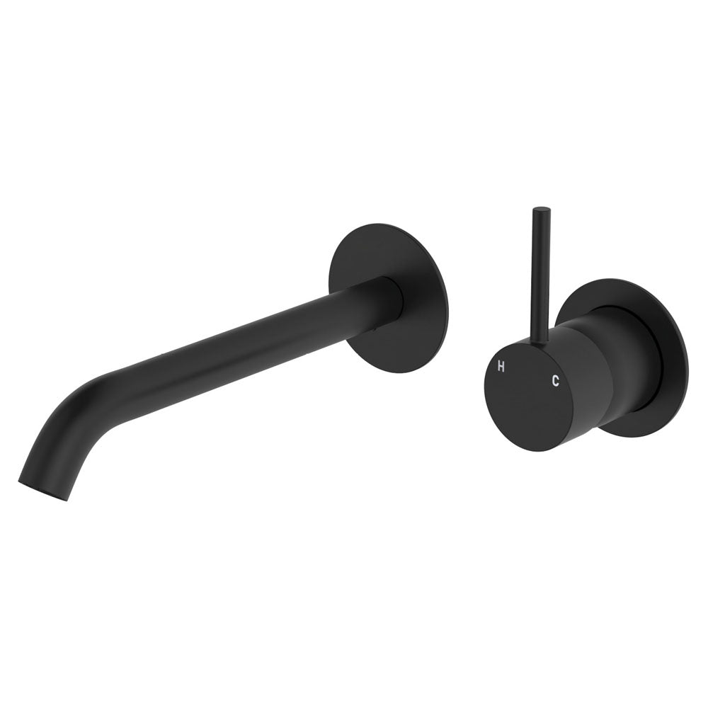 Kaya Up Basin/Bath Wall Mixer Set, Round Plates, 200mm Outlet - Chrome