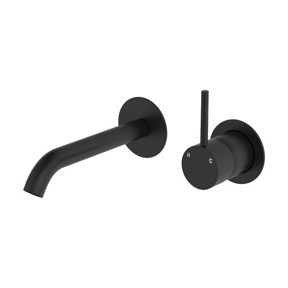 Kaya Up Basin/Bath Wall Mixer Set, Round Plates, 160mm Outlet - Chrome
