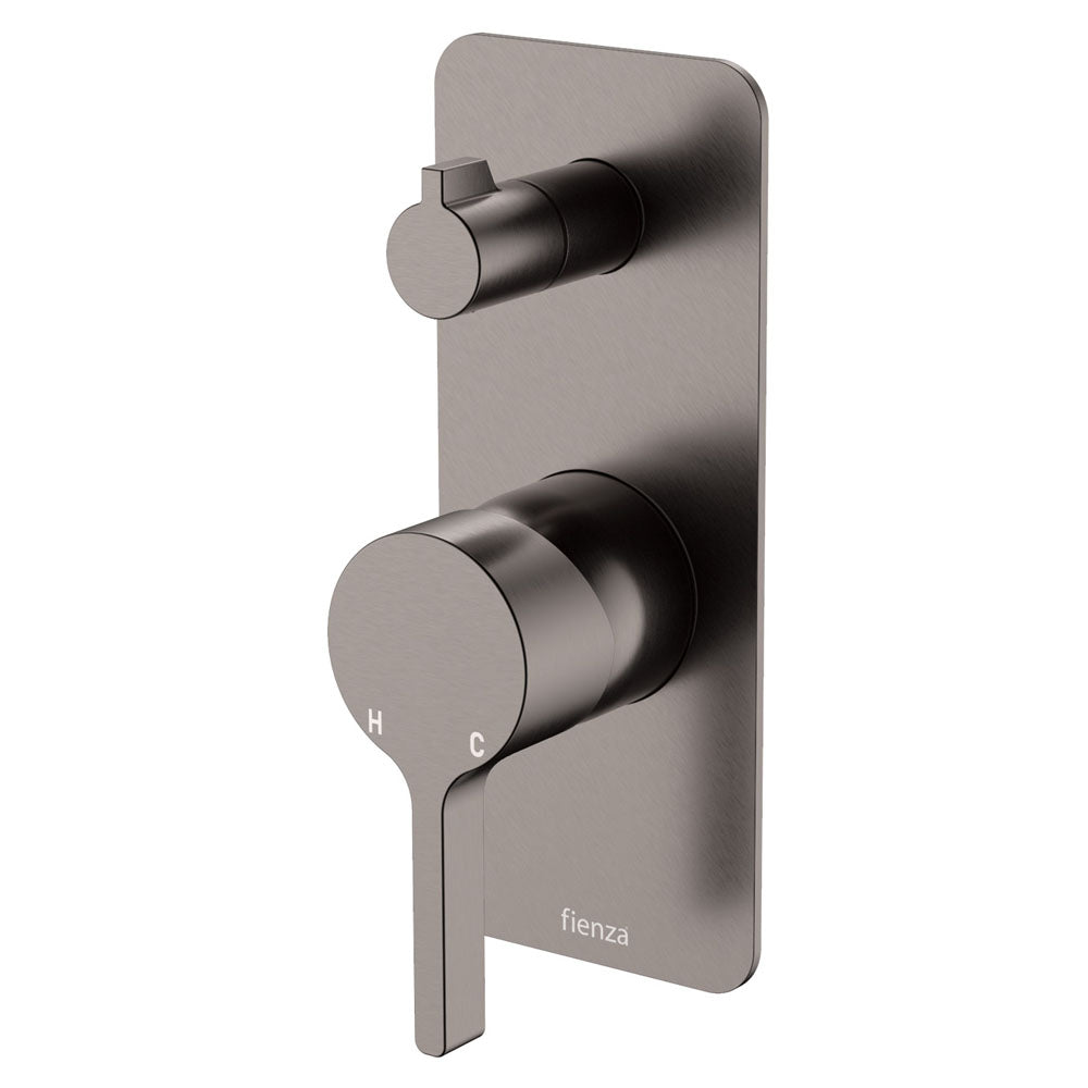 Sansa Wall Diverter Mixer, Rectangular Plate - Gun Metal