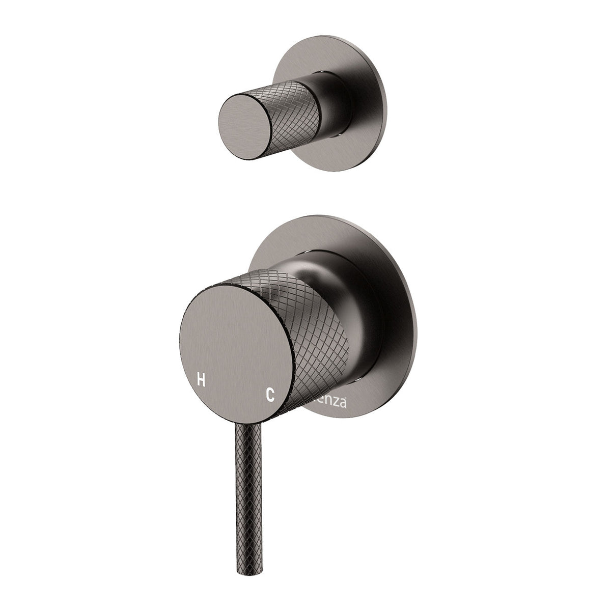 Axle Wall Diverter Mixer, Small Round Plates - Gun Metal