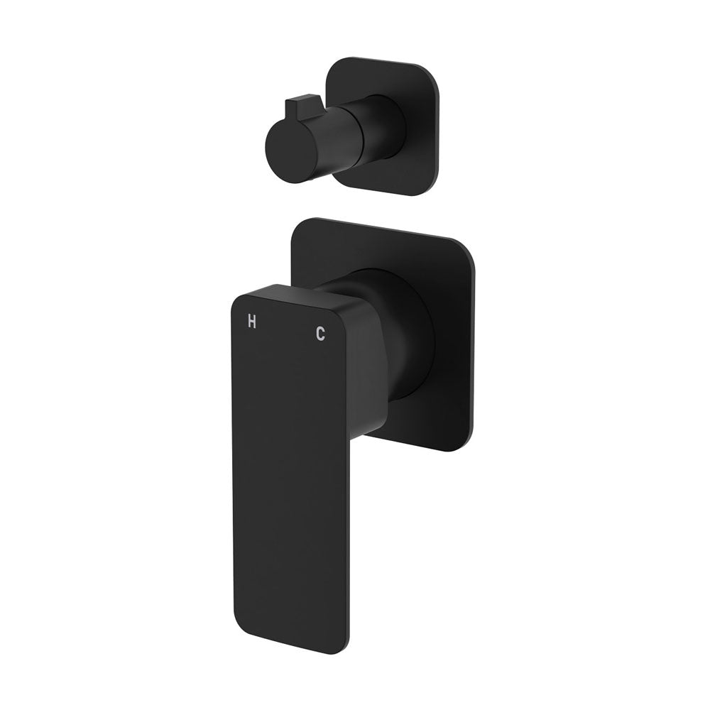Tono Wall Diverter Mixer, Square Plates - Chrome