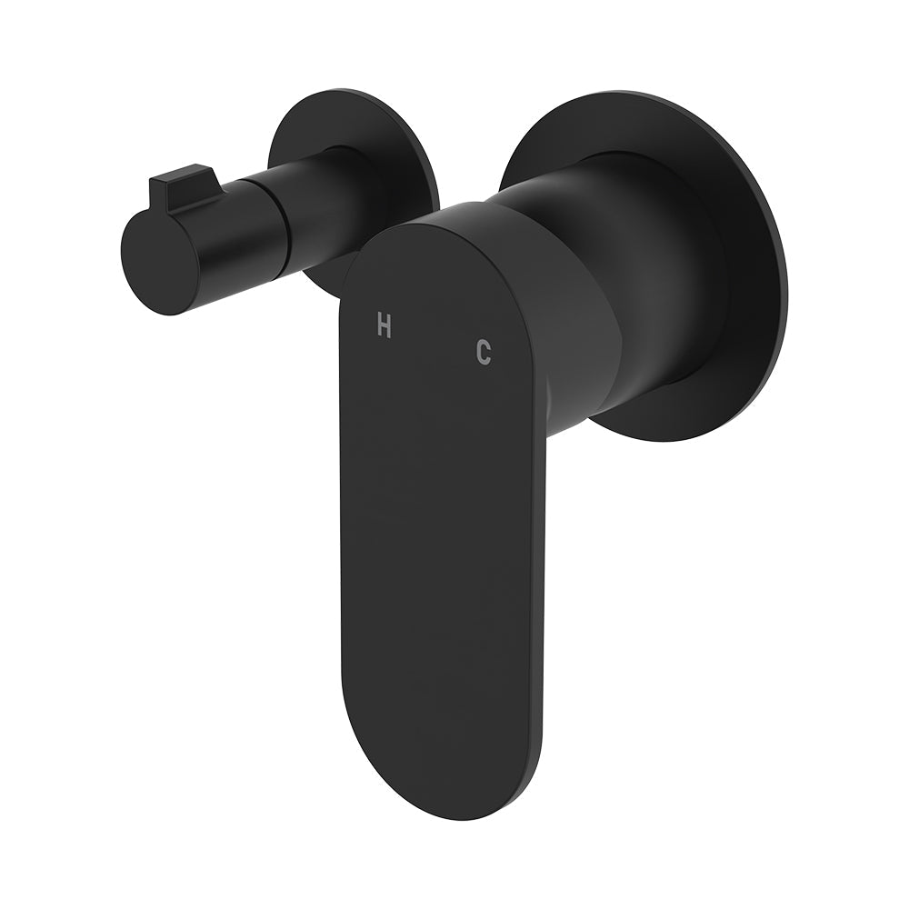 Empire Slim Wall Diverter Mixer, Small Round Plates, Horizontal - Matte Black