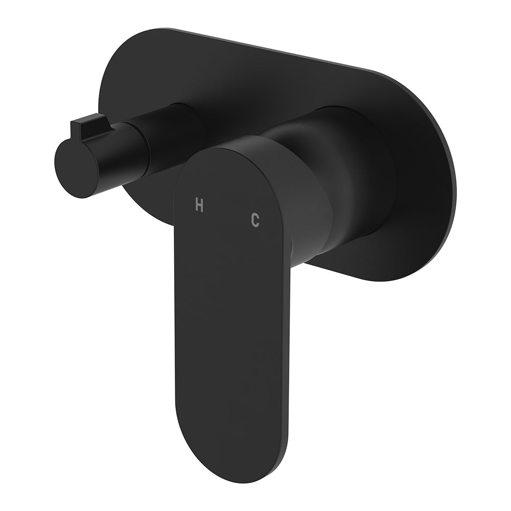 Empire Slim Wall Diverter Mixer, Large Oval Plate, Horizontal - Matte Black