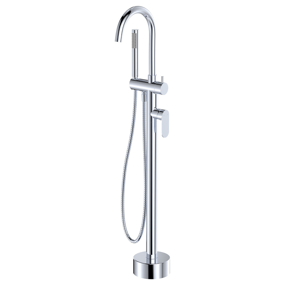 Empire Slim Floor Mounted Bath Mixer with Hand Shower - Brushed Copper