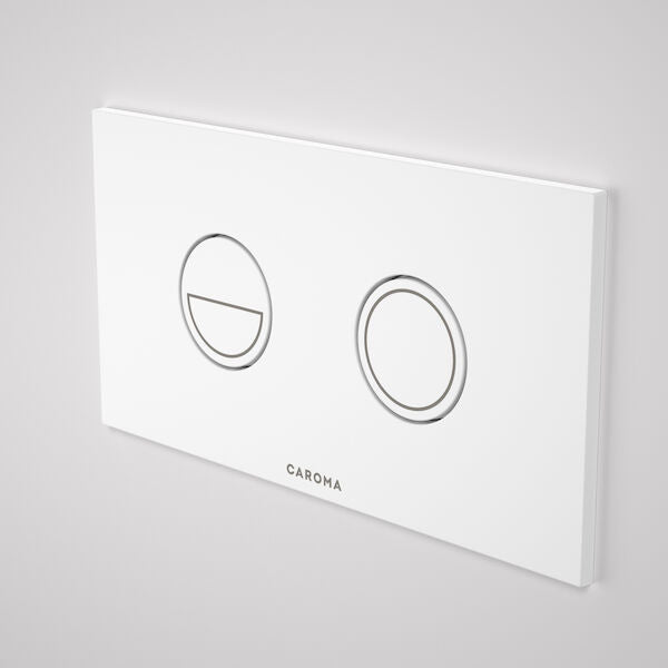 Caroma Invisi Series II® Round Dual Flush Plate &amp; Buttons (Metal) White Buttons, White Plate
