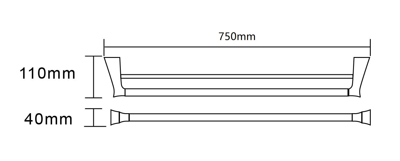 EXON 750mm Double Towel Rail dimensions