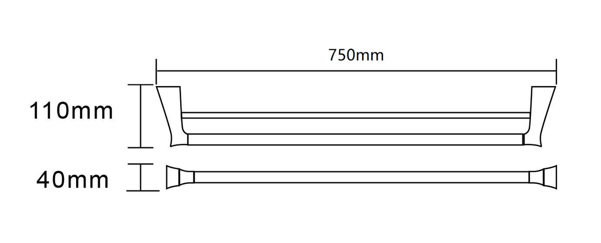 EXON 750mm Double Towel Rail dimensions