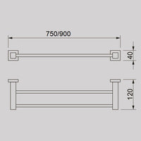 QUBI 900mm Double Towel Rail