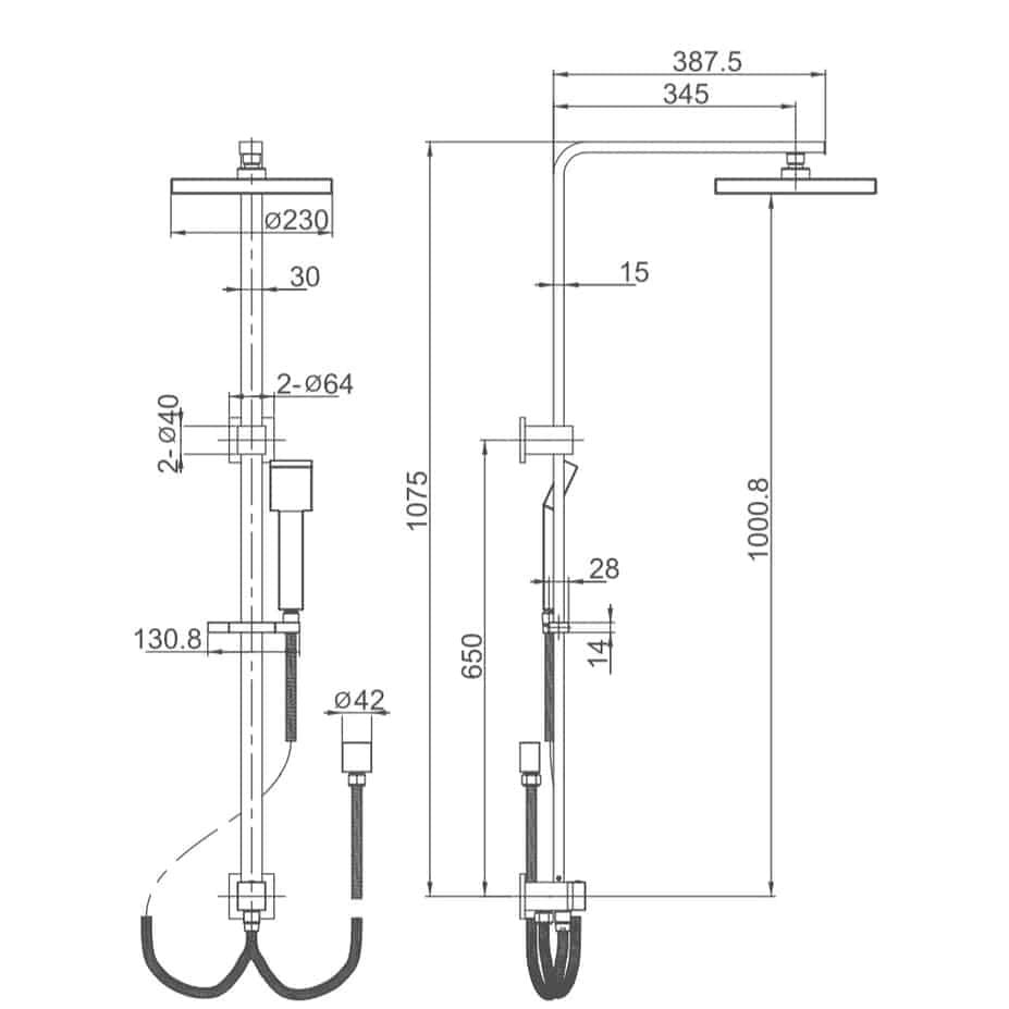 CUBE Mutli-Function Shower Rail (TP 1500)