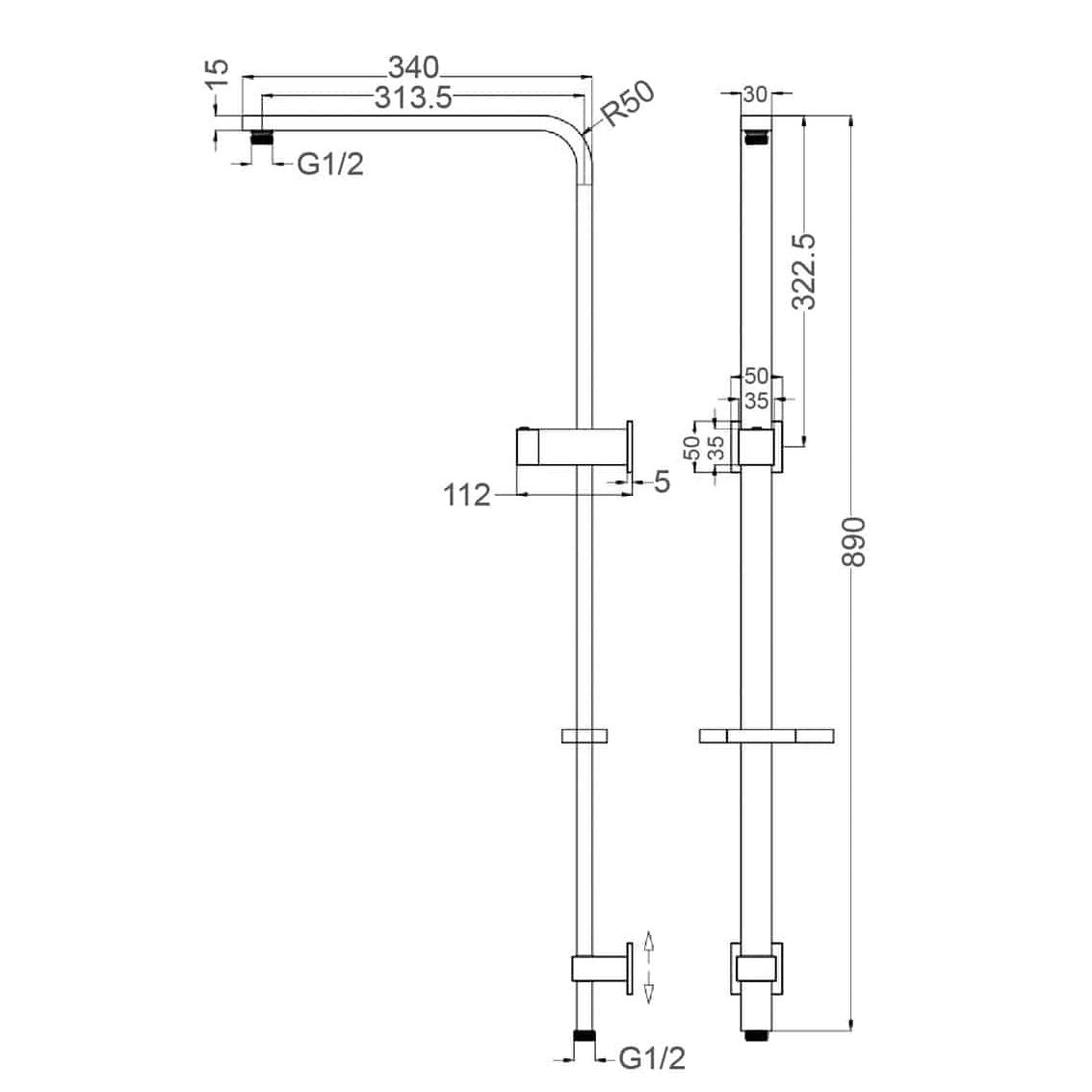 BACINO Multi-Functional Shower Rail TP 1700A - Blue Bathware 