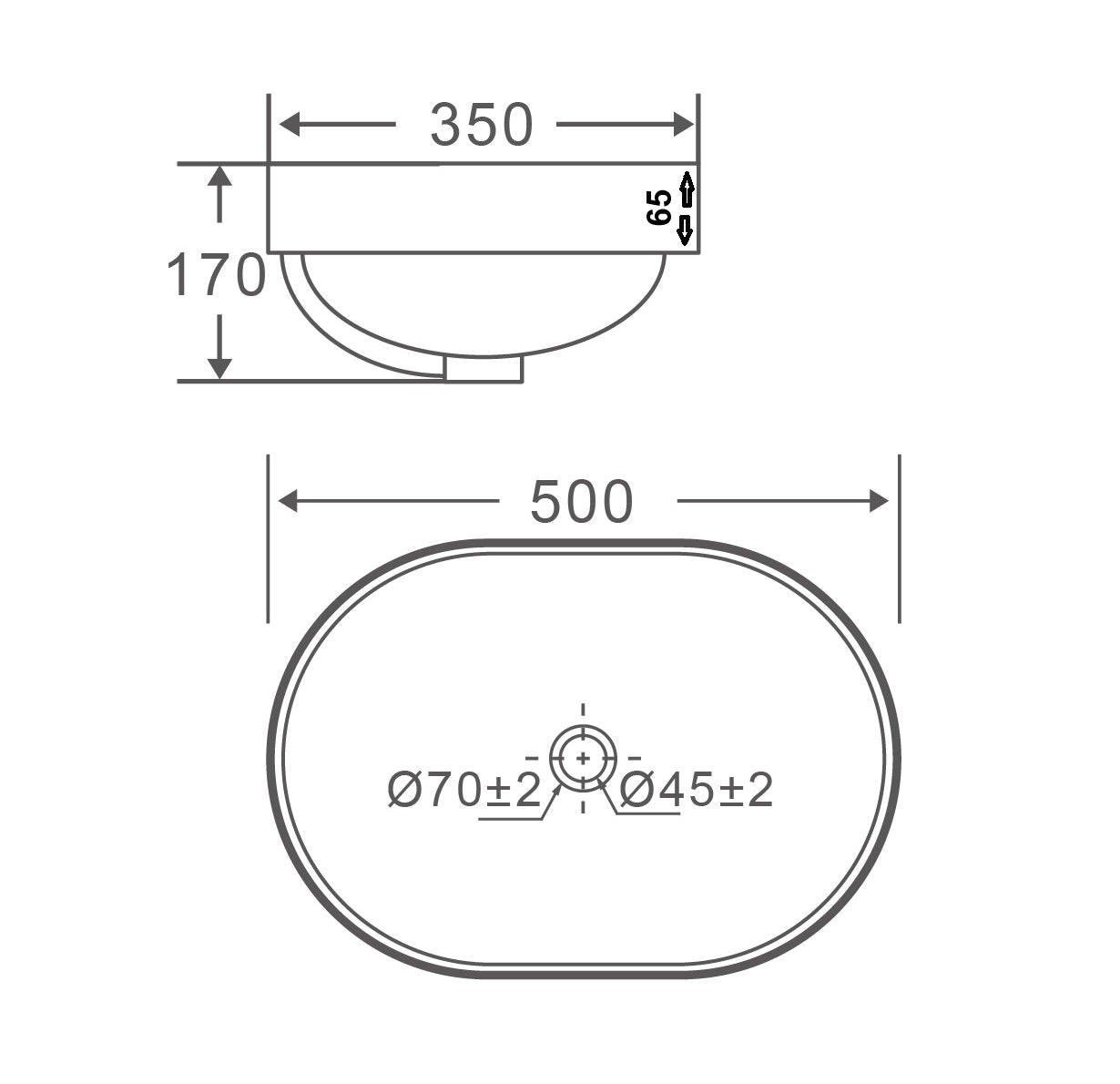 VIVO Semi Inset Basin 500 x 350 x 175 MM