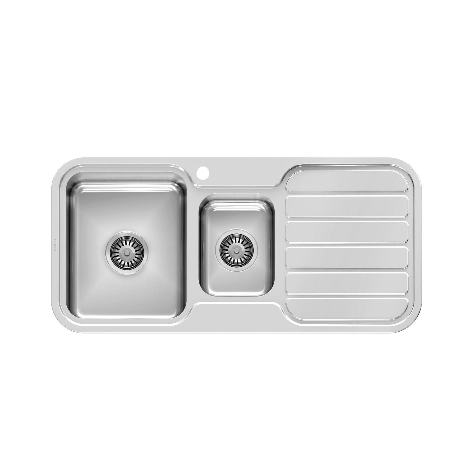 Phoenix 1000 Series 1 and 1/3 Left Hand Bowl Sink with Drainer and Taphole