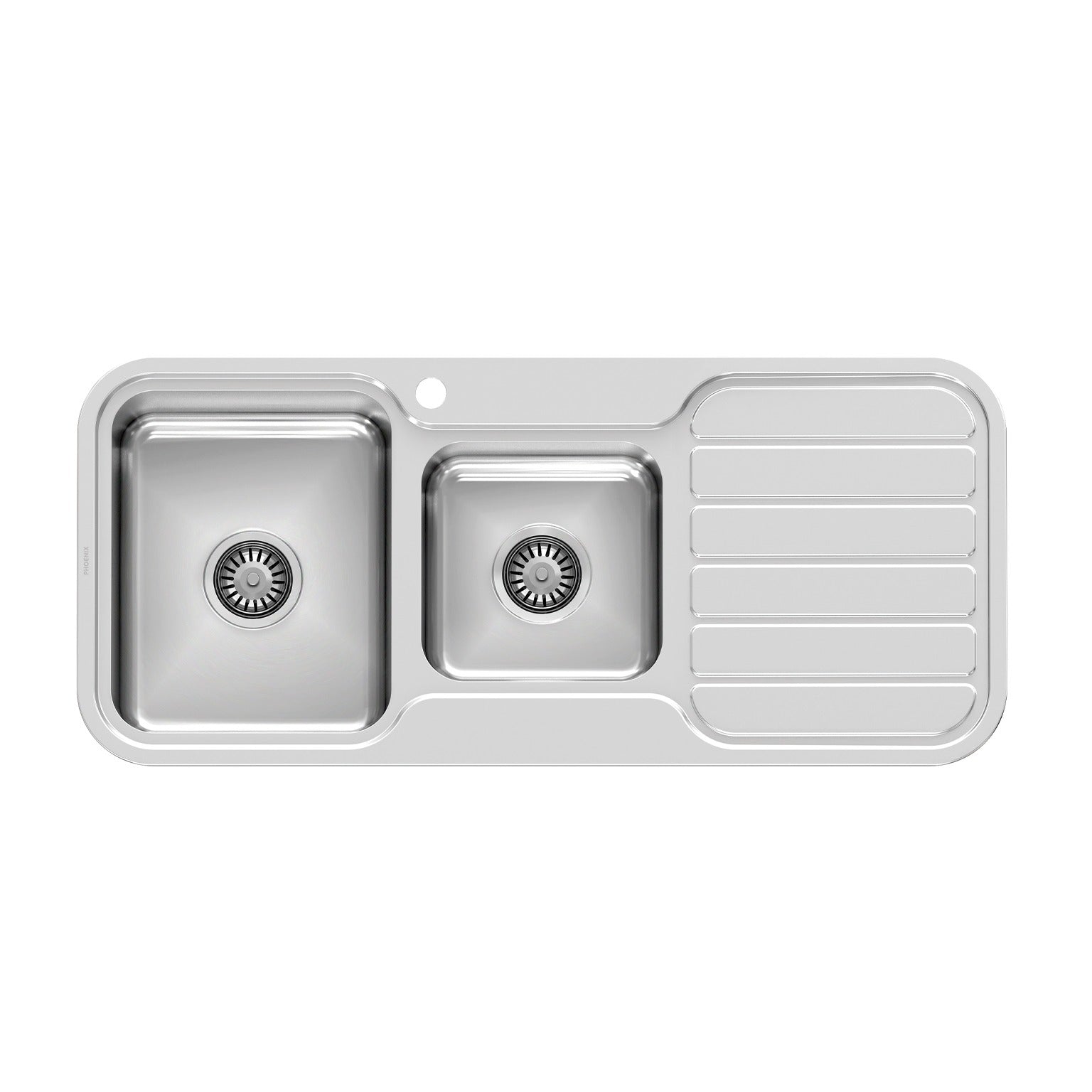Phoenix 1000 Series 1 and 3/4 Left Hand Bowl Sink with Drainer and Taphole
