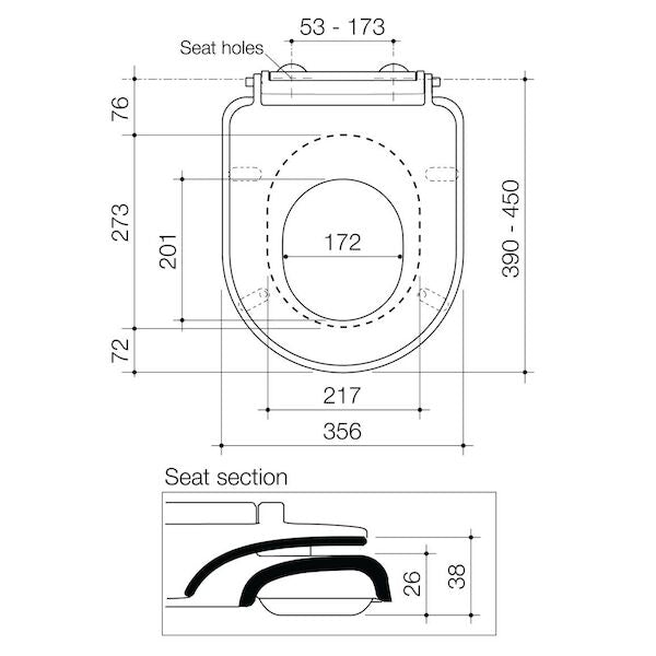 Caroma Family D Shape Toilet Seat (GermGard®)