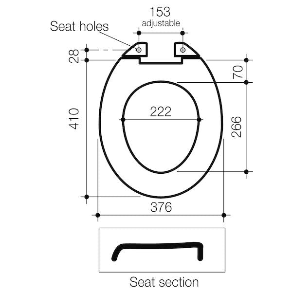 Caroma M3 STANDARD TOILET SEAT BLACK WITH GERMGARD®