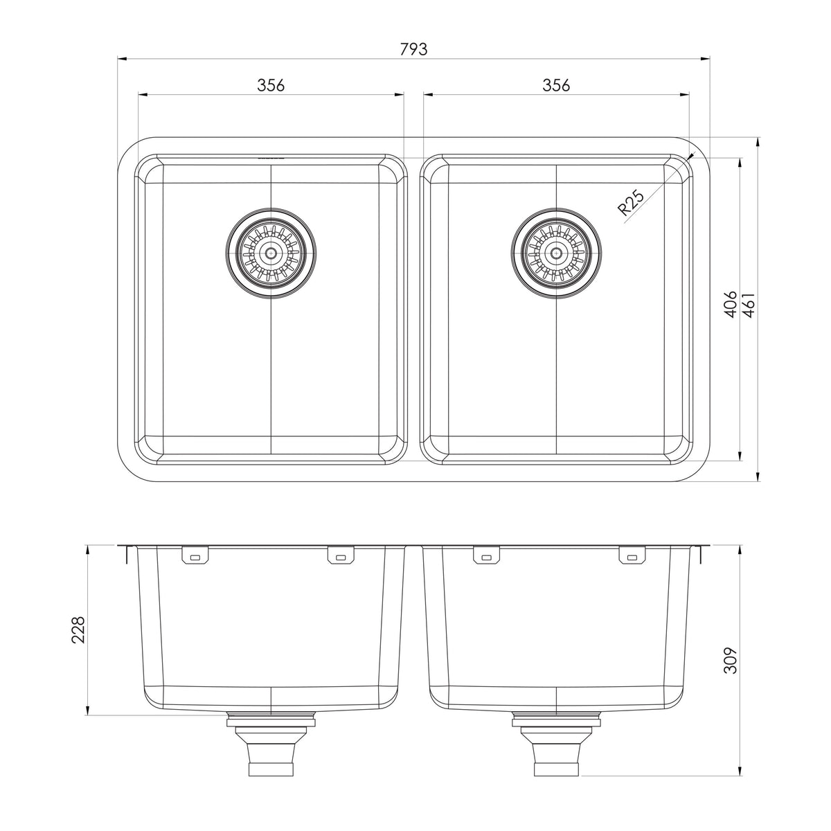 Phoenix 2000 Series Double Bowl Sink