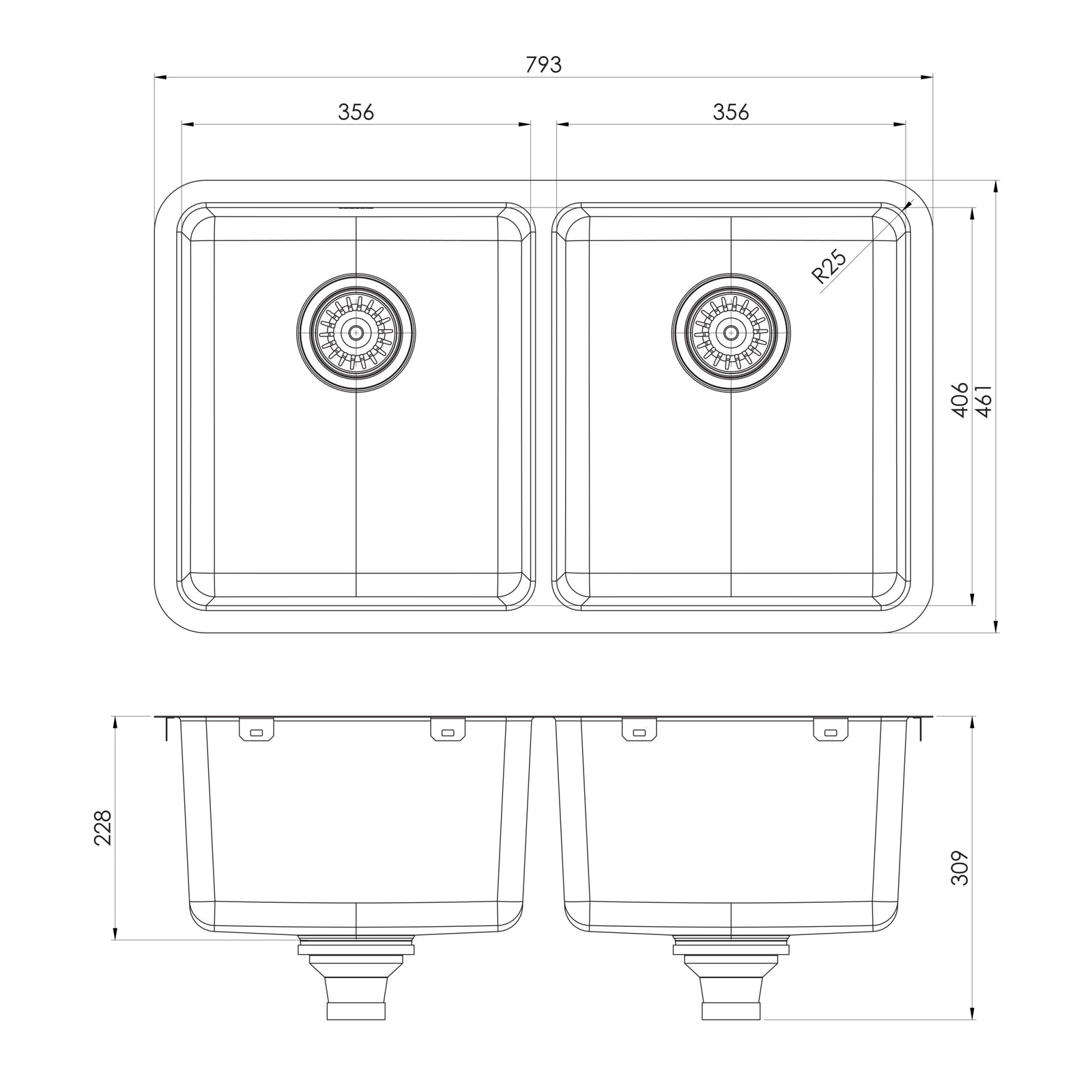 Phoenix 2000 Series Double Bowl Sink