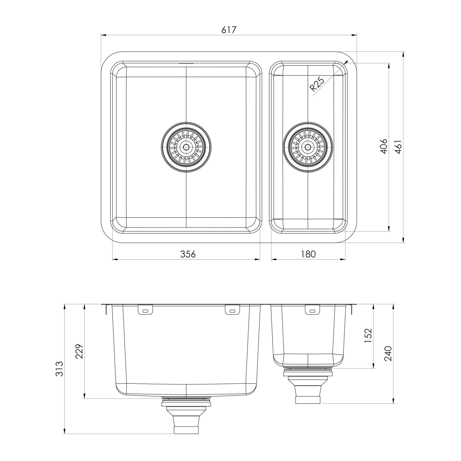 Phoenix 2000 Series 1 and 1/2 Bowl Sink