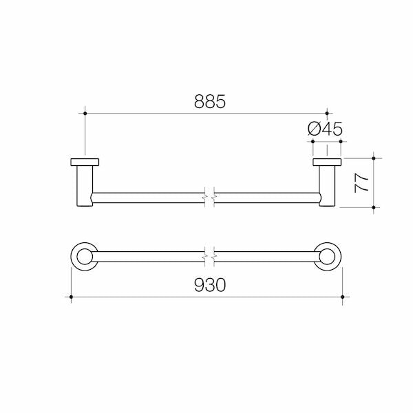 Caroma Cosmo Metal Single Towel Rail 930mm