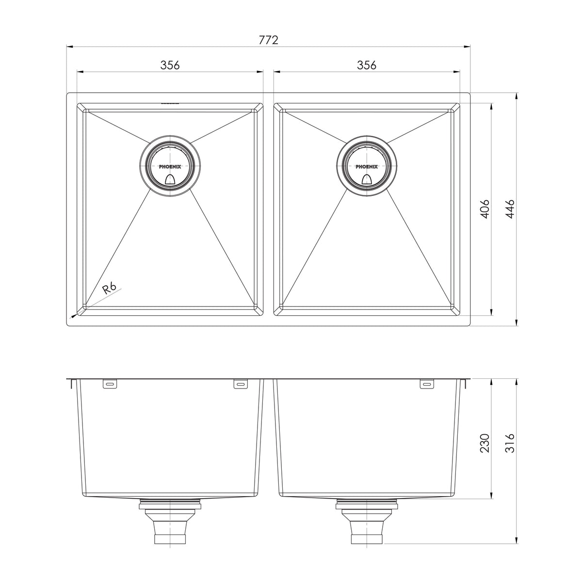 Phoenix 4000 Series Double Bowl Sink