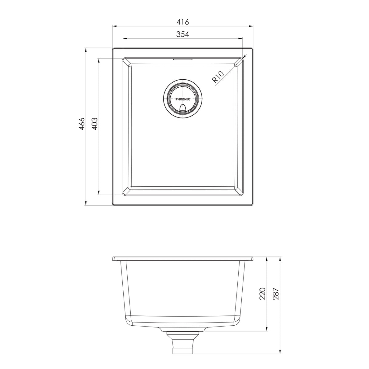 Phoenix 5000 Series Single Bowl Sink