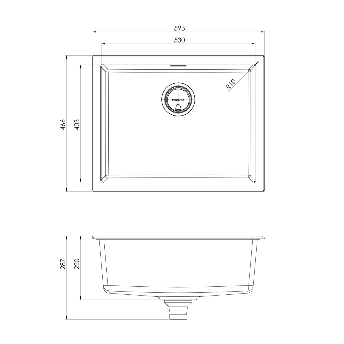 Phoenix 5000 Series Large Single Bowl Sink