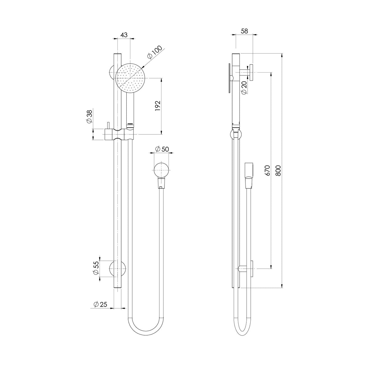 Phoenix Vivid Slimline SS 316 Rail Shower