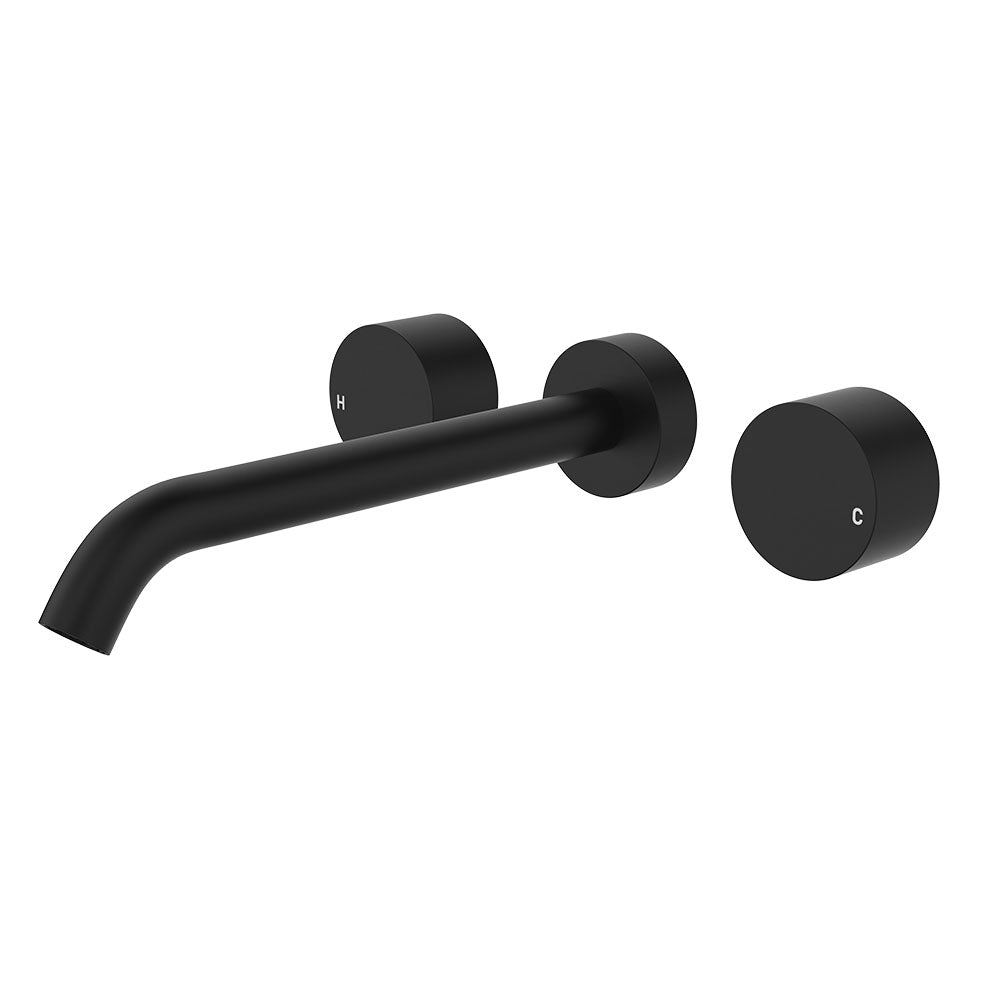 Kaya Wall Set, Round Taps, 220mm Outlet - Matte Black