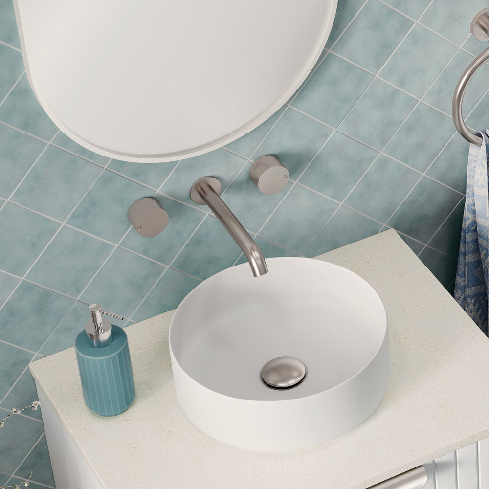 Kaya Wall Set, Round Taps, 180mm Outlet
