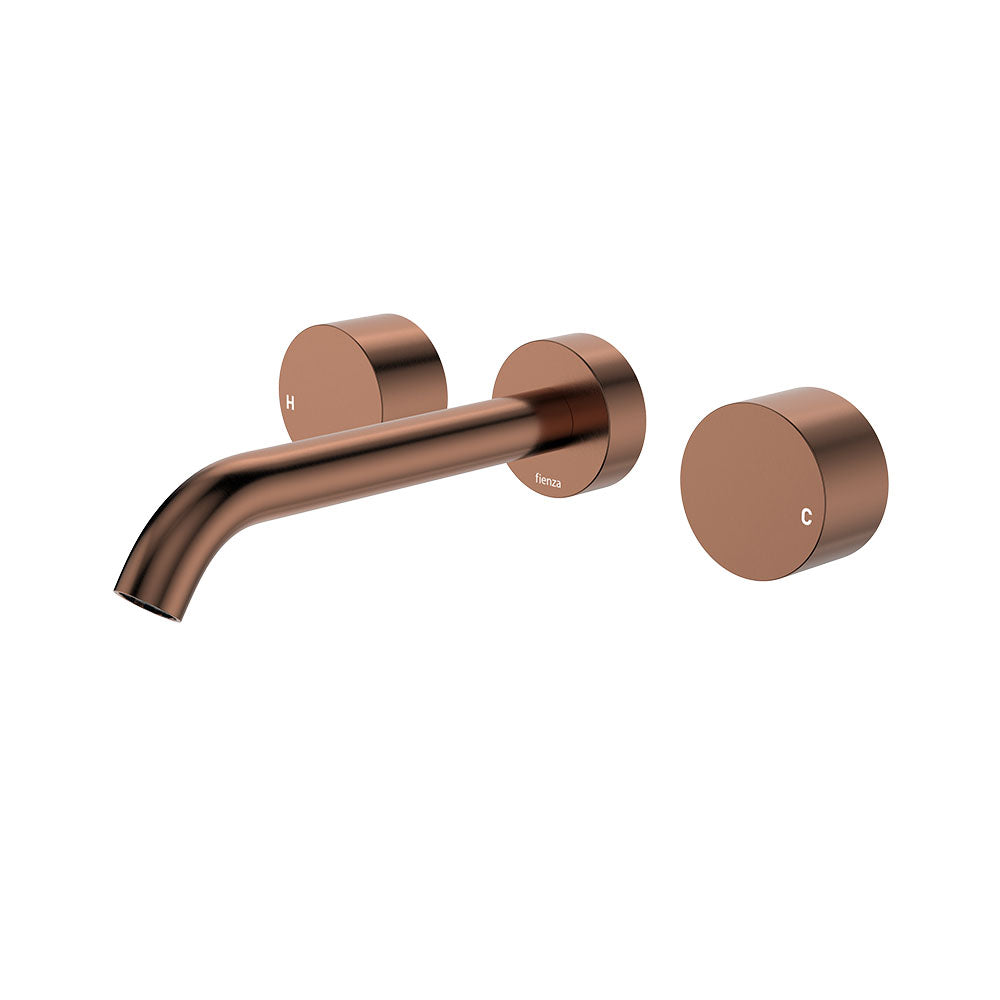 Kaya Wall Set, Round Taps, 180mm Outlet - Brushed Copper
