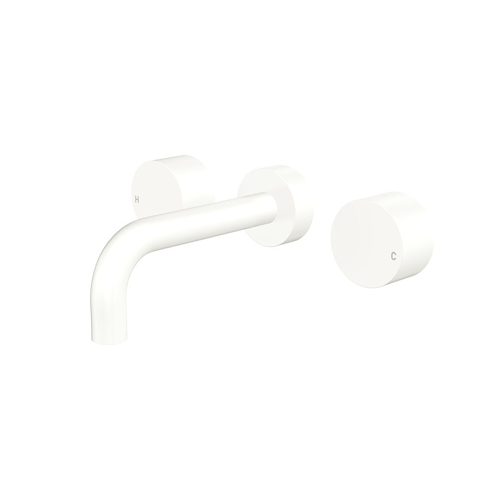 Kaya Wall Set, Round Taps, 130mm Outlet - Matte White