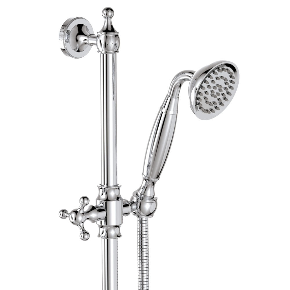 Lillian Lever Rail Shower Set - Chrome with Ceramic White Handle