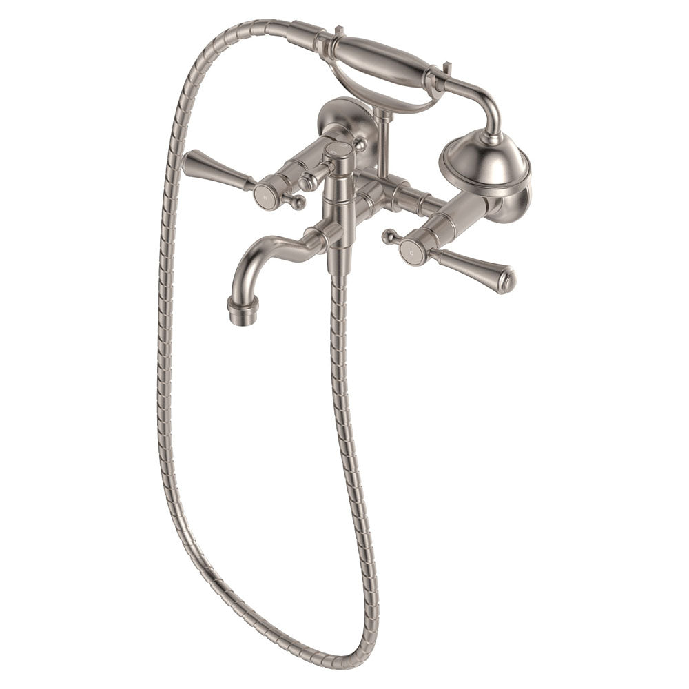 Lillian Lever Exposed Bath Tap Set with Hand Shower - Brushed Nickel