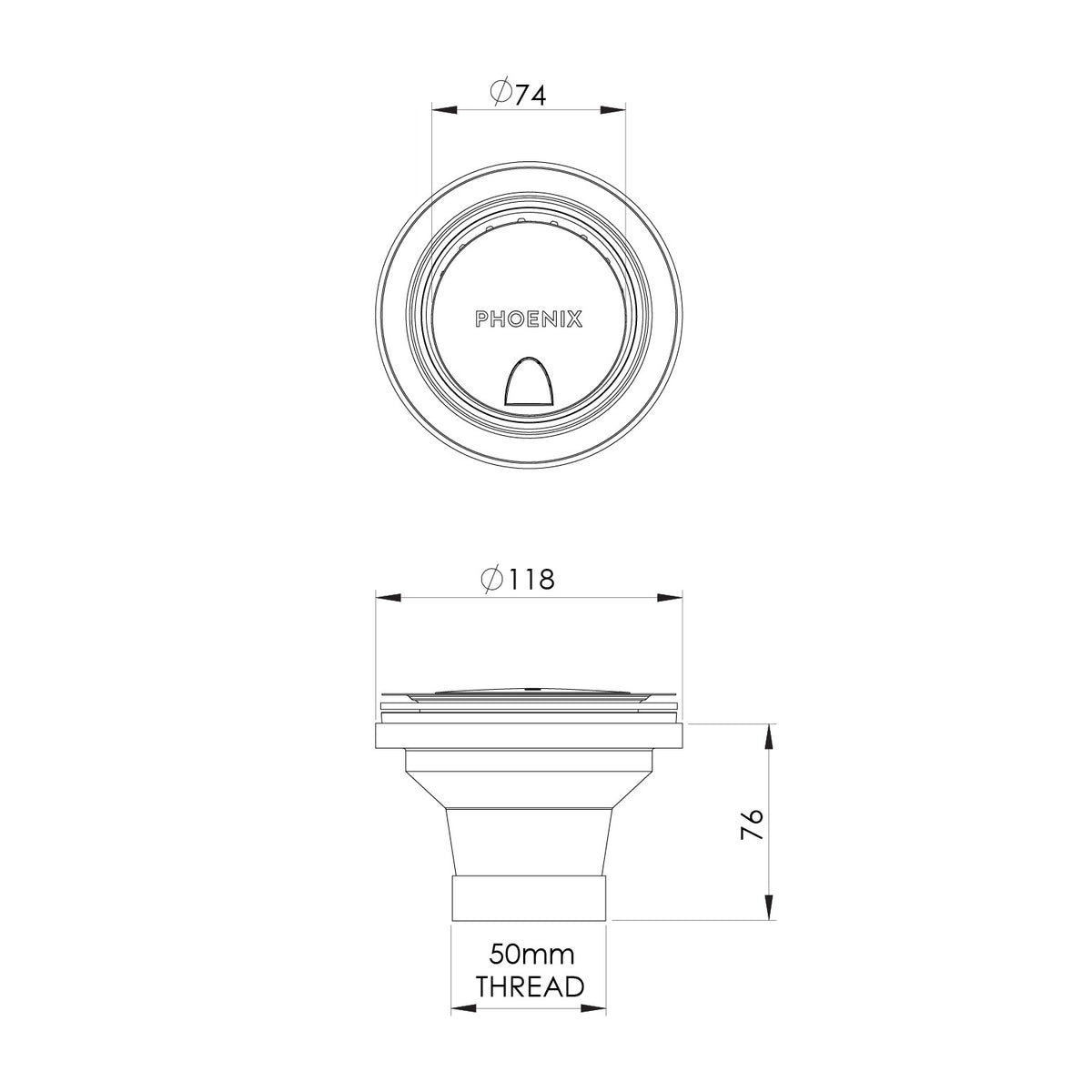 Phoenix Covered Sink Basket Waste