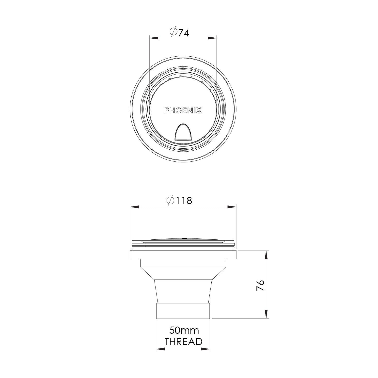 Phoenix Covered Sink Basket Waste