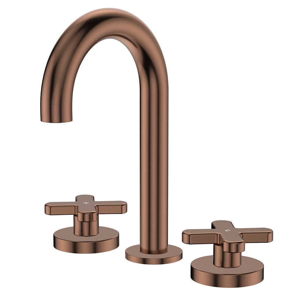 Kaya Round Hob Set, Cross Taps - Brushed Copper