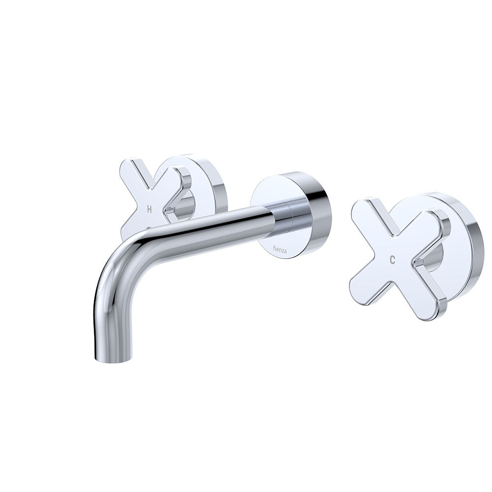 Kaya Wall Set, Cross Taps, 130mm - Brushed Copper