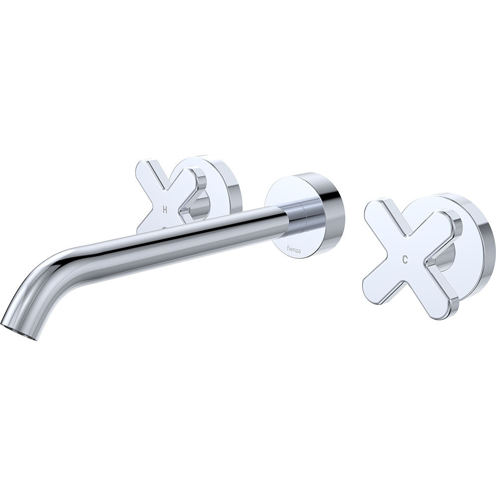 Kaya Wall Set, Cross Taps, 220mm - Brushed Copper