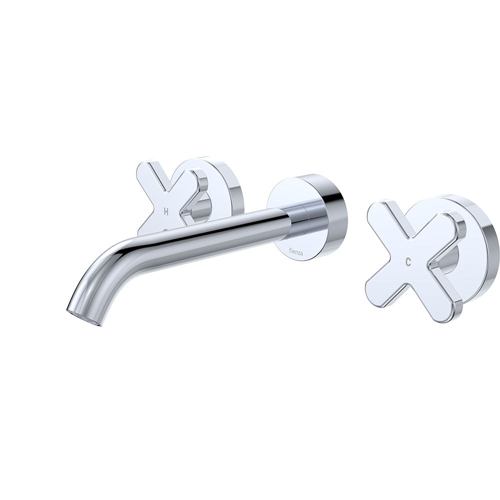 Kaya Wall Set, Cross Taps, 180mm - Brushed Copper
