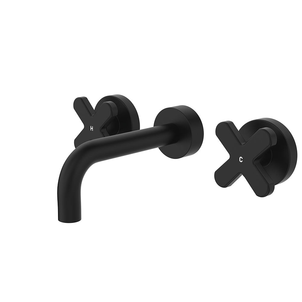 Kaya Wall Set, Cross Taps, 130mm - Matte Black