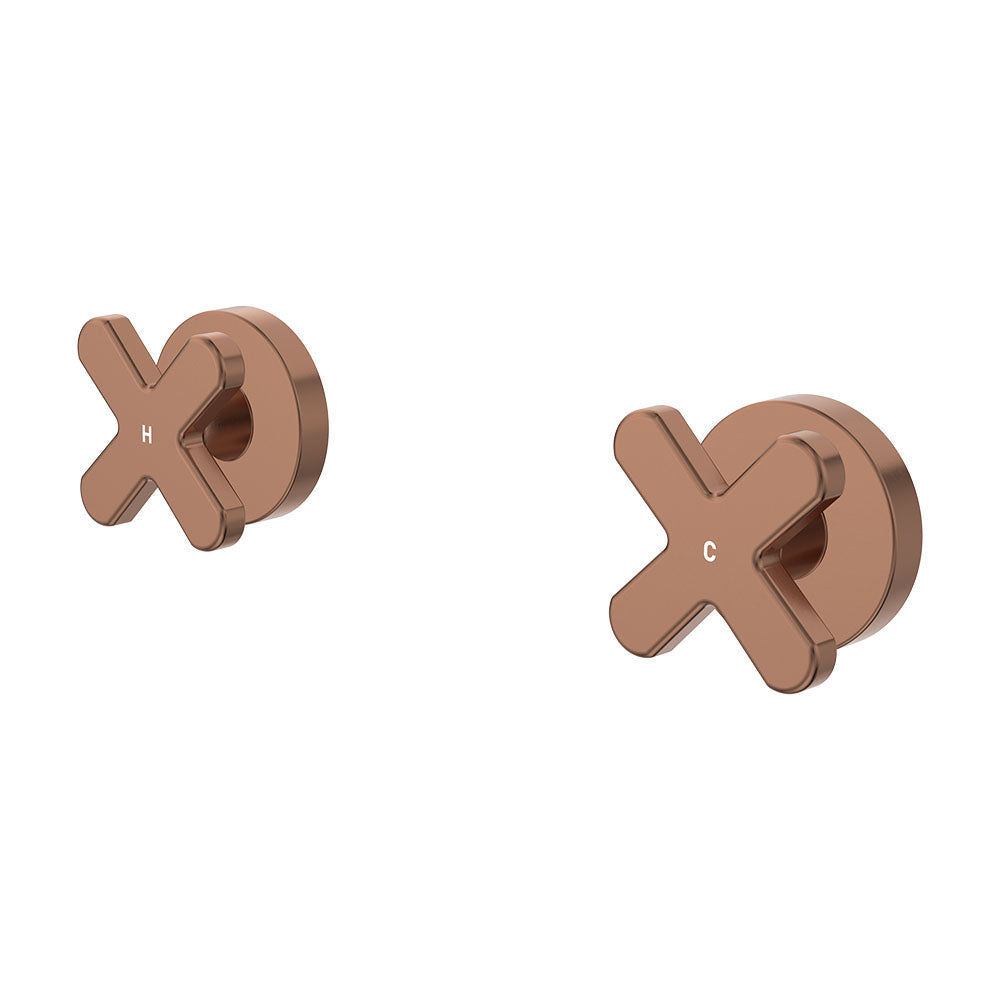 Kaya Cross Wall Taps - Brushed Copper
